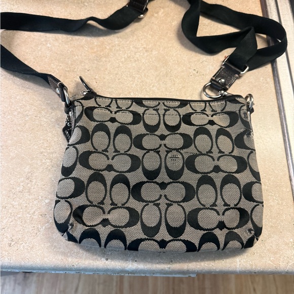 Coach Black and Khaki Signature Canvas Small Crossbody Bag - Picture 7 of 9